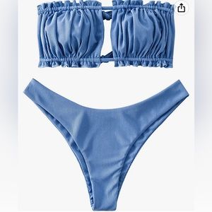 Small Blue Strapless Zaful Bikini